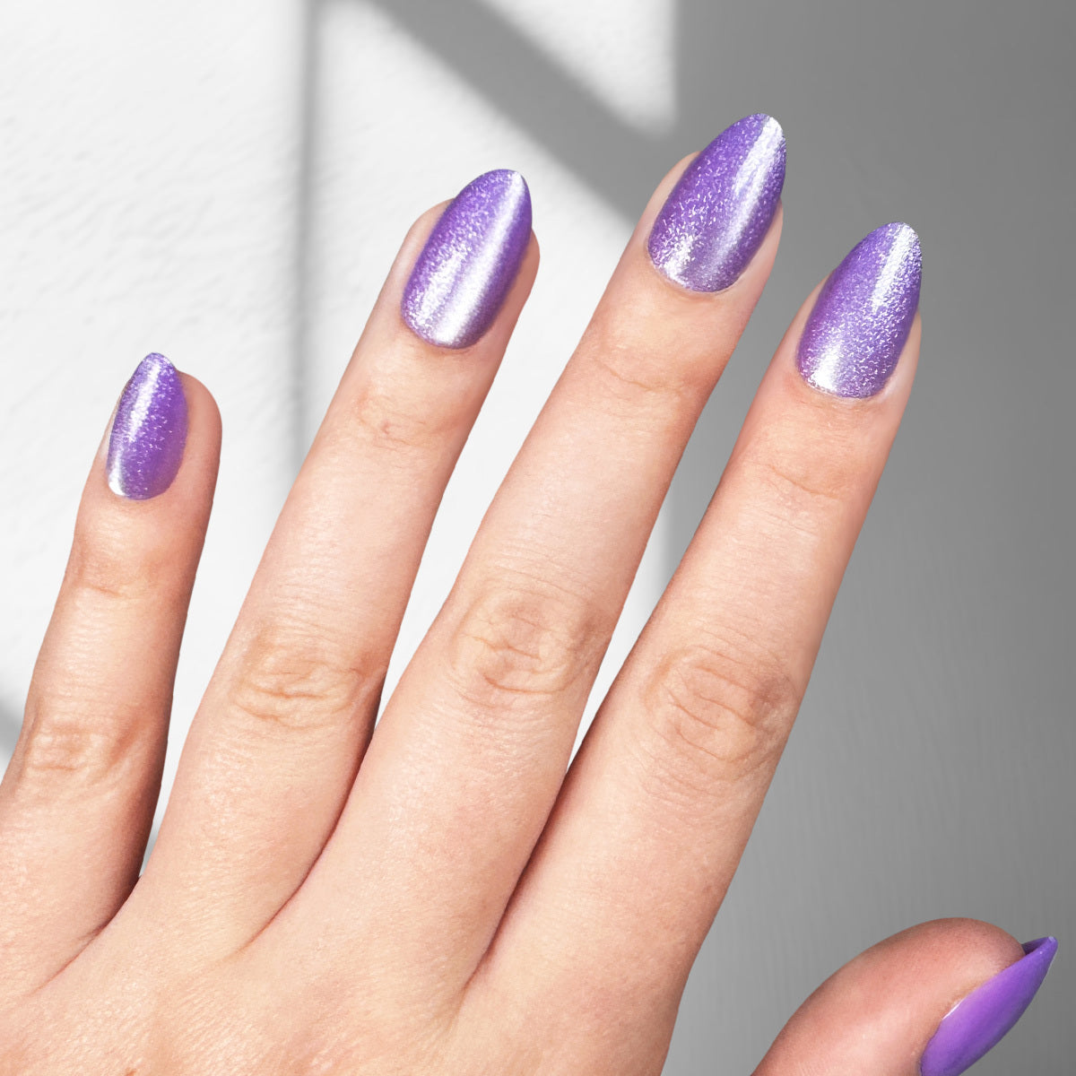 Grape Cats Eye - Almond Sustainable Nails