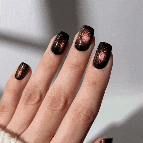 Ruby Cats Eye - Square Sustainable Nails