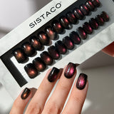Ruby Cats Eye - Square Sustainable Nails