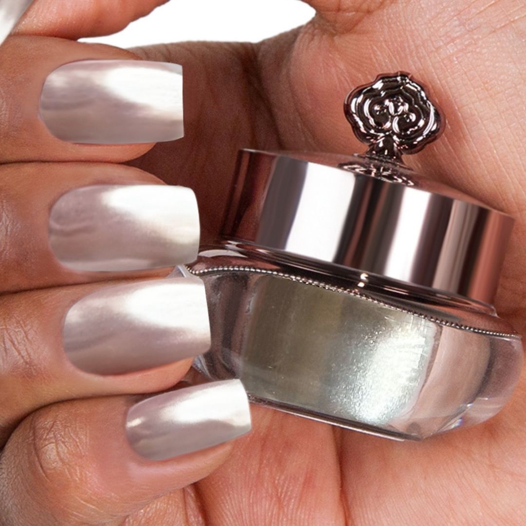 Silver - Metallisch Glasiert Nagelpuder