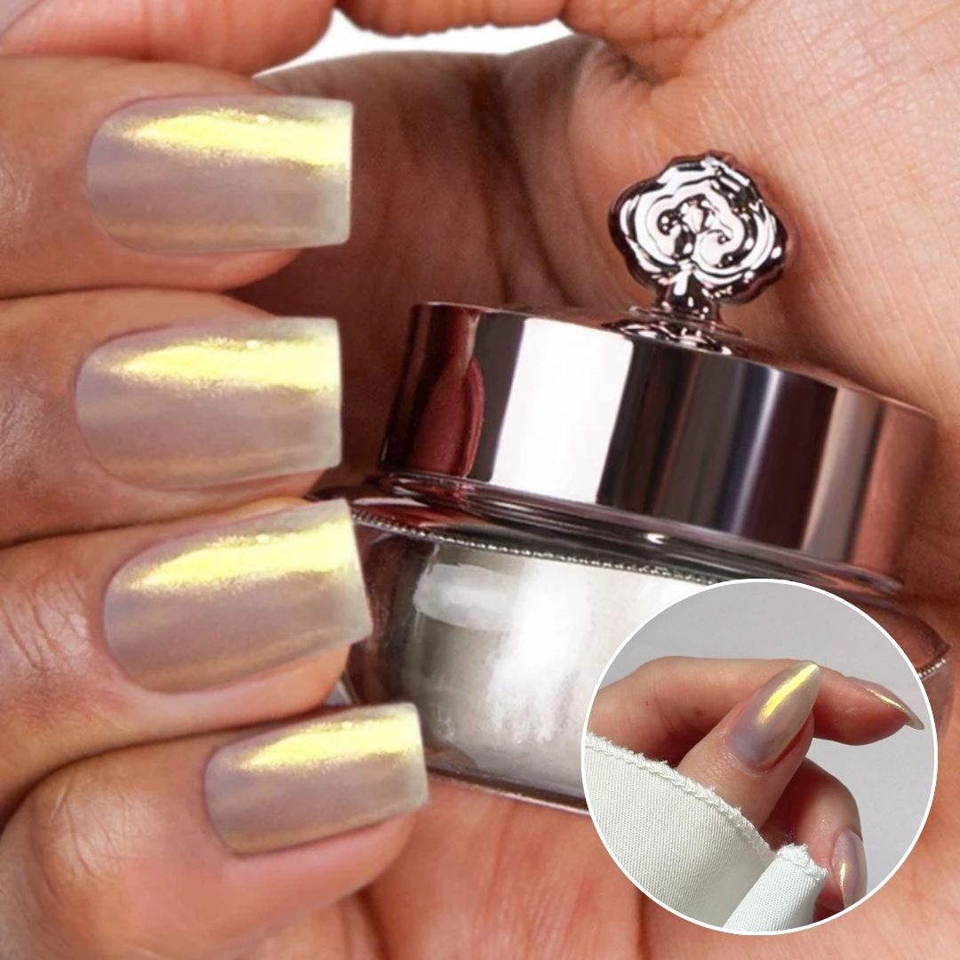 Gilt - Metallisch Glasiert Nagelpuder