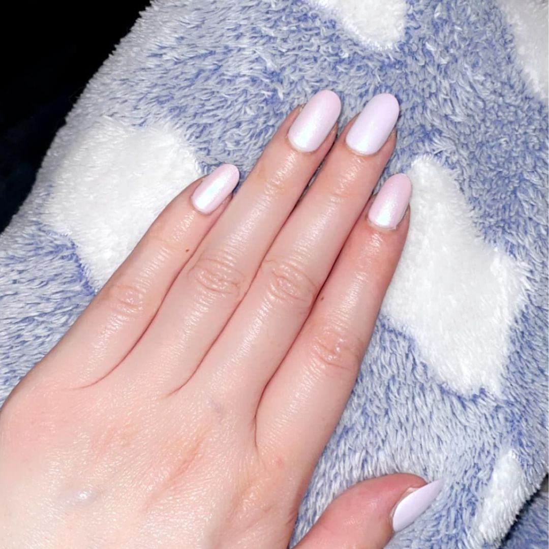 Nachhaltige Nägel – Mottled Pink (Glasiert) – Oval